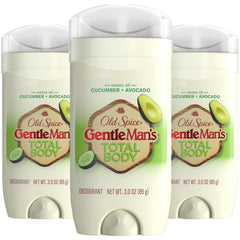 Old Spice GentleMan’s Total Body Deodorant Stick 3-pack for all-day freshness.