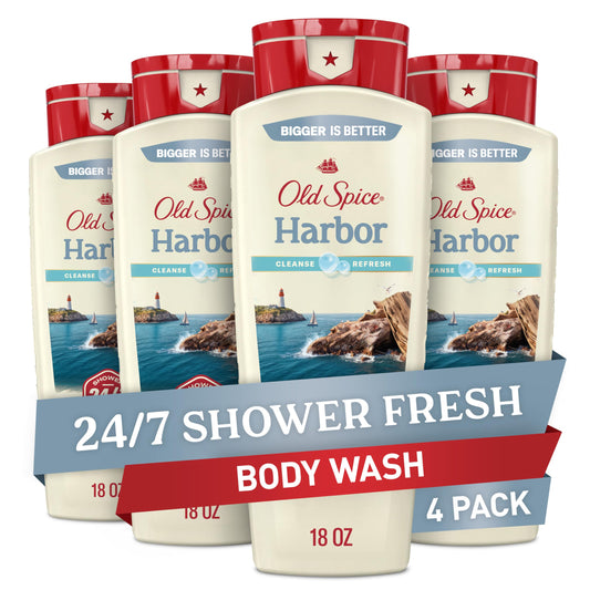 Old Spice Harbor with Coastal Breeze bottle shows long-lasting scent for daily refreshment.