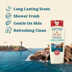Old Spice Harbor bottle demonstrates a rich, refreshing foam for a clean feel.
