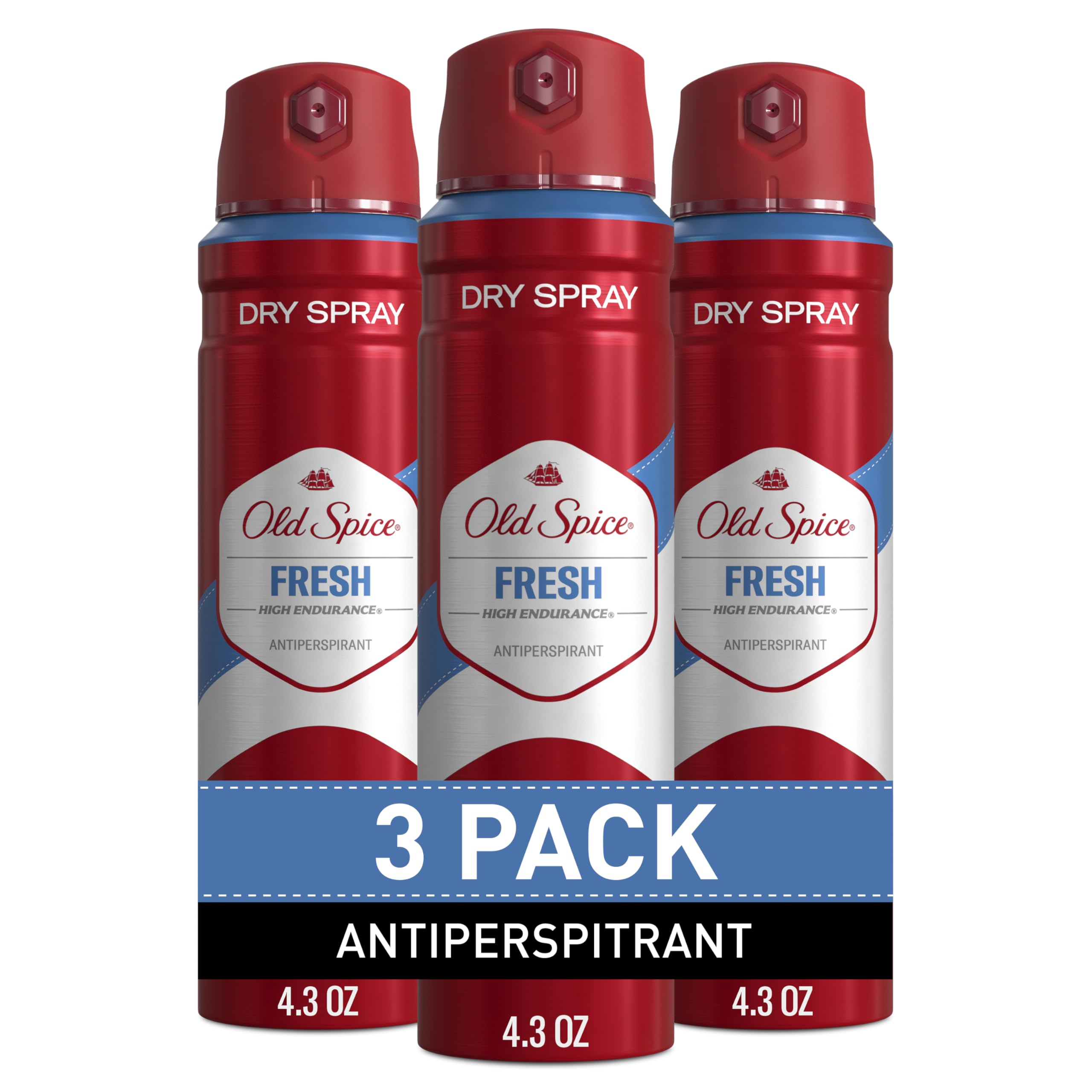 Old Spice High Endurance dry spray bottle showing long lasting freshness for daily wear