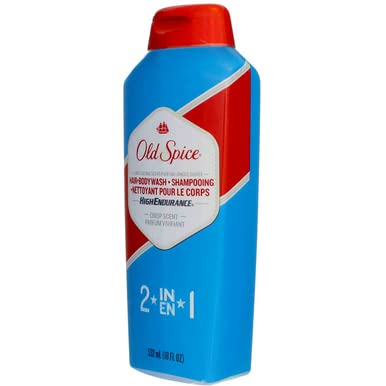 Old Spice High Endurance label close-up highlights bold branding