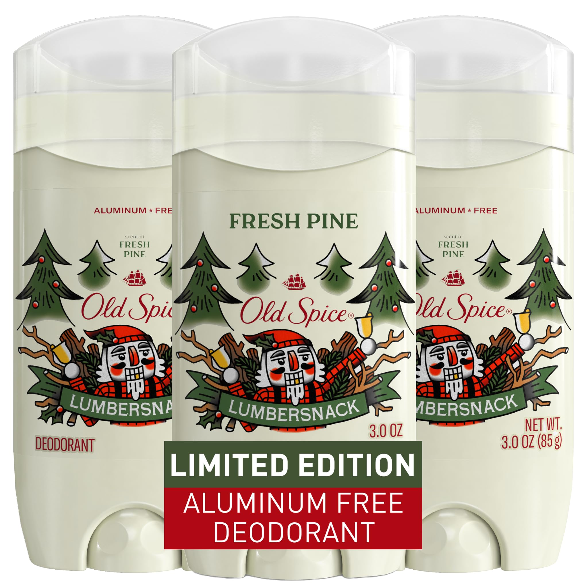 Old Spice Holidudes LumberSnack deodorant stick with pine scent for all-day freshness.