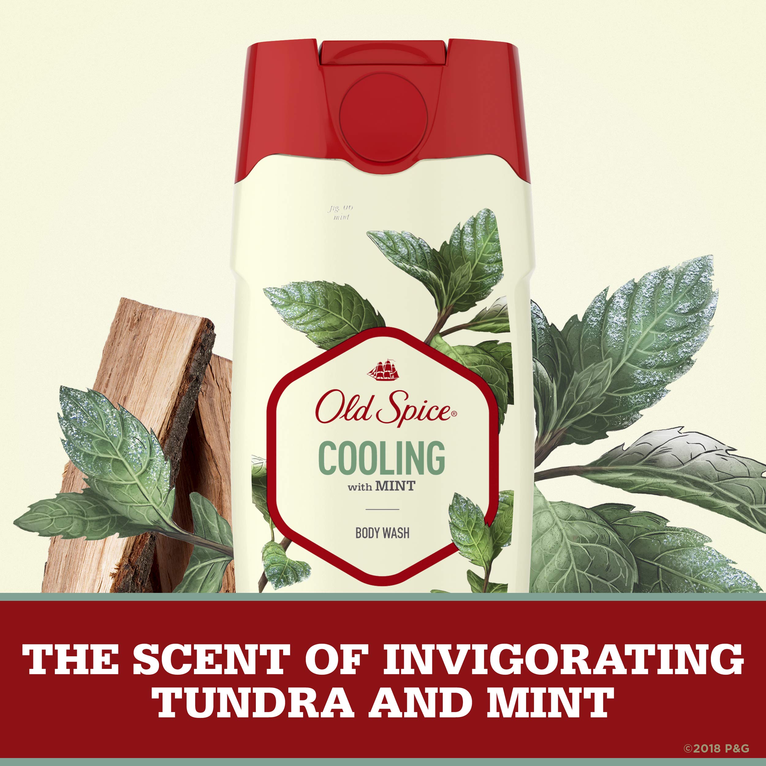 Old Spice Invigorate shower droplets illustrate quick rinse and minty finish.