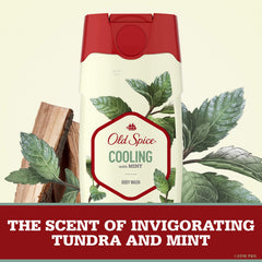 Old Spice Invigorate shower droplets illustrate quick rinse and minty finish.