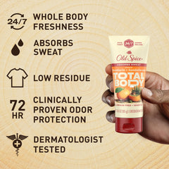 Old Spice Mandarin + Sandalwood scent provides lasting fragrance.