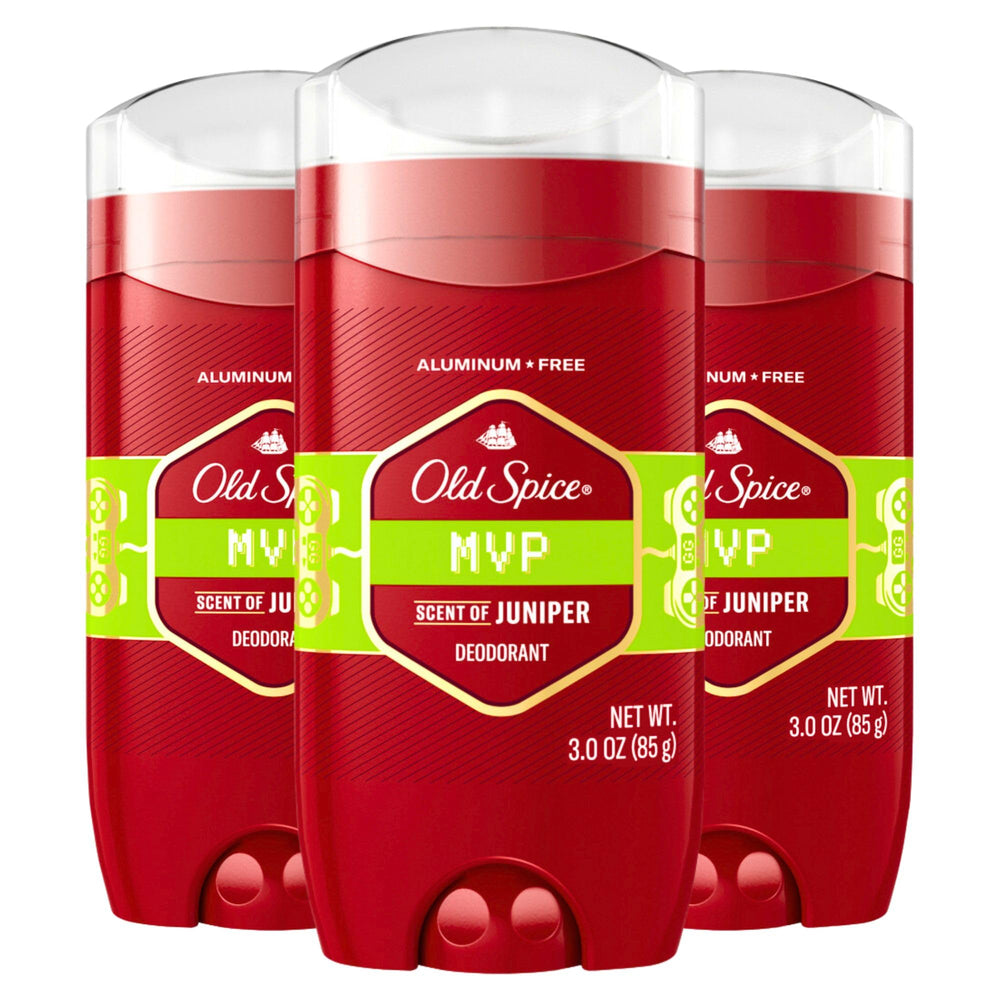 Old Spice MVP deodorant pack of three provides all-day odor protection and bold scent.