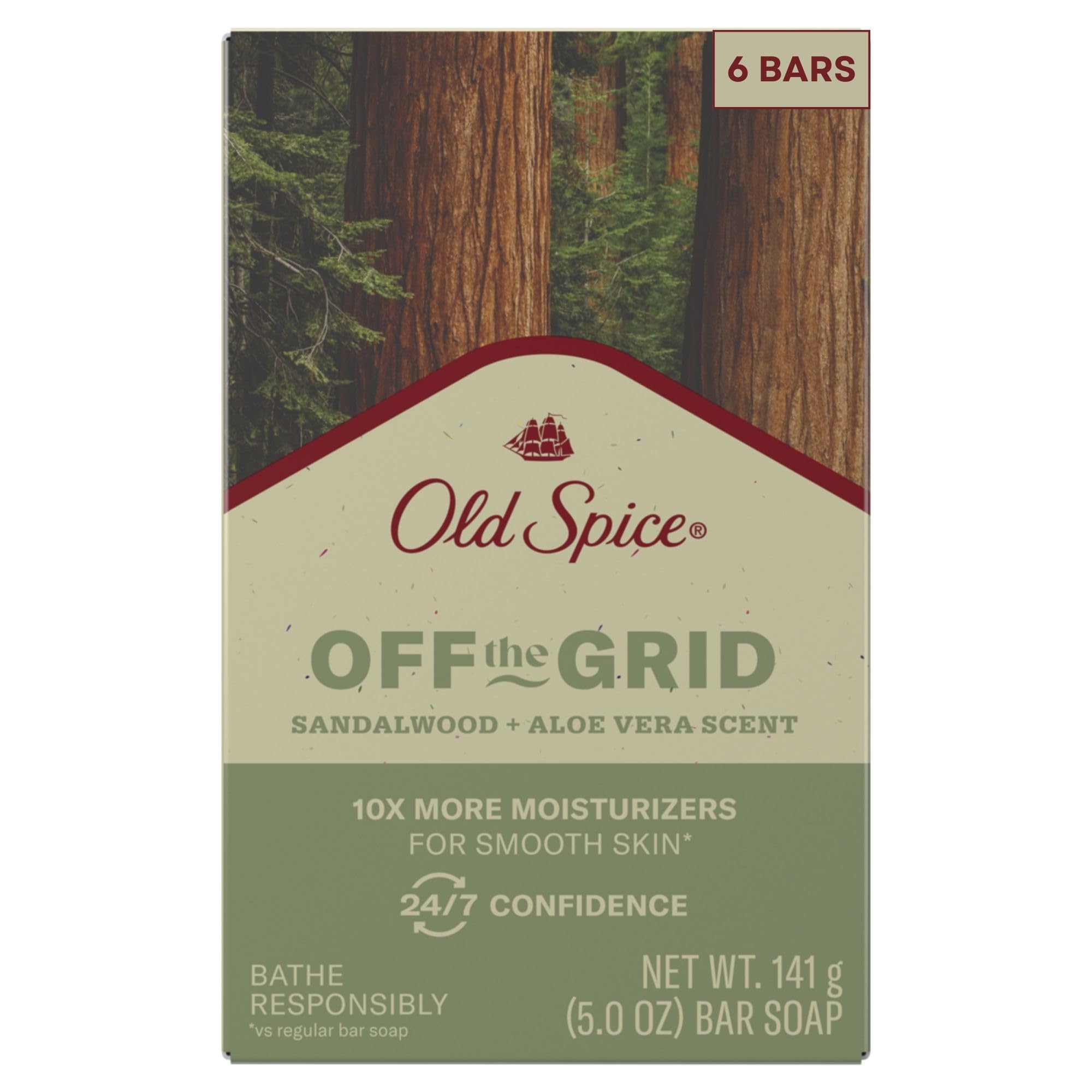 Old Spice Off the Grid soap pack close-up showing premium texture for daily cleansing.