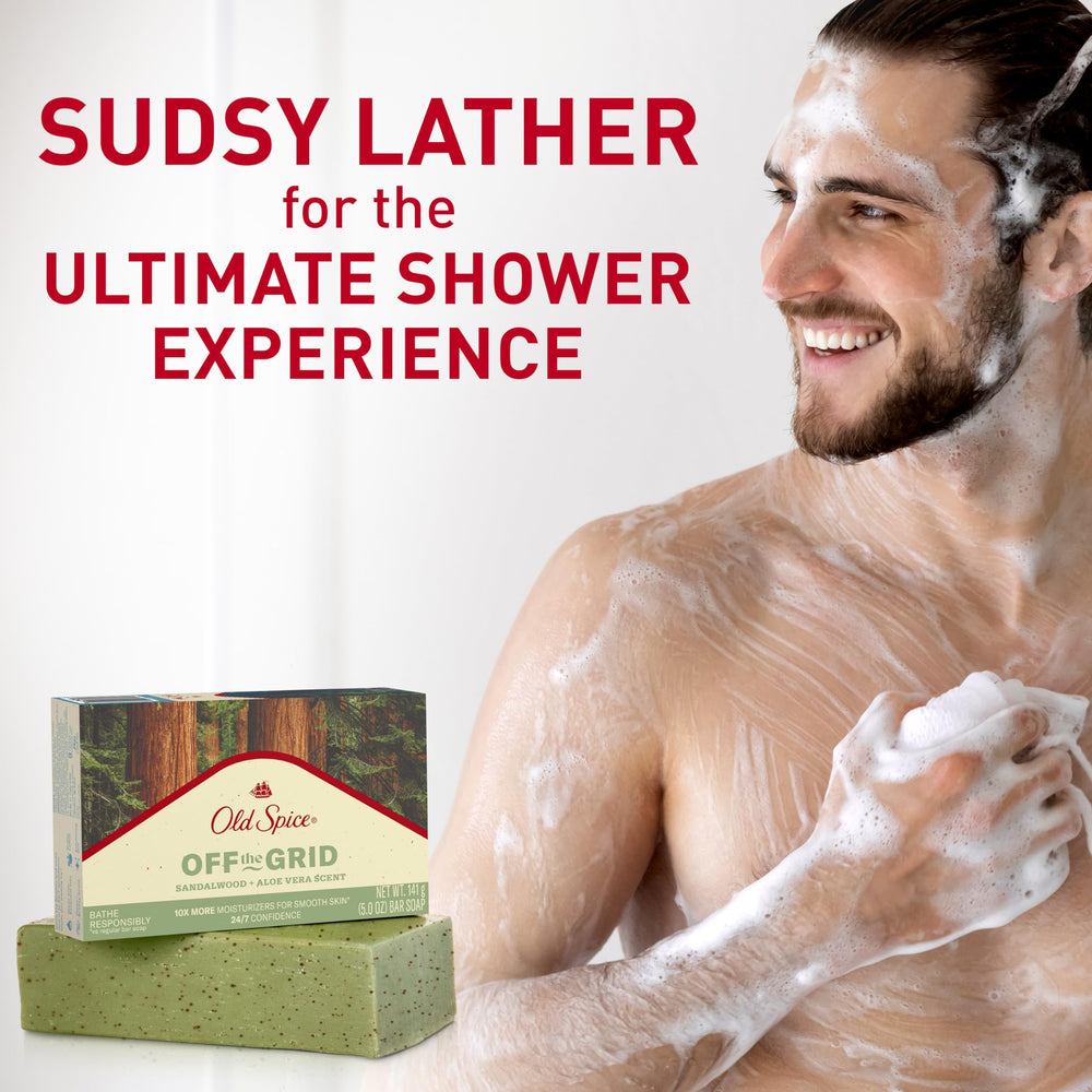 Old Spice plant-based cleanser highlighted with essential oils for responsible daily cleansing.