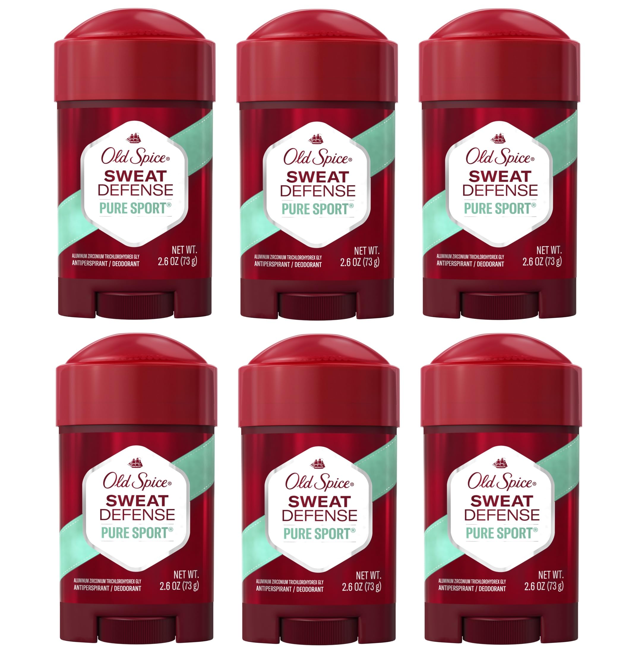 Old Spice Pure Sport soft solid 6-pack ready for all-day freshness.