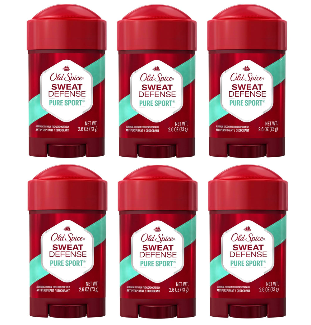 Old Spice Pure Sport soft solid 6-pack ready for all-day freshness.