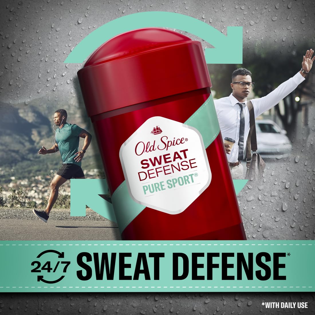 Old Spice Pure Sport soft solid sleek stick design highlights premium packaging.