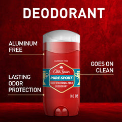 Old Spice Pure Sport deodorant stick application demonstrates smooth protective glide