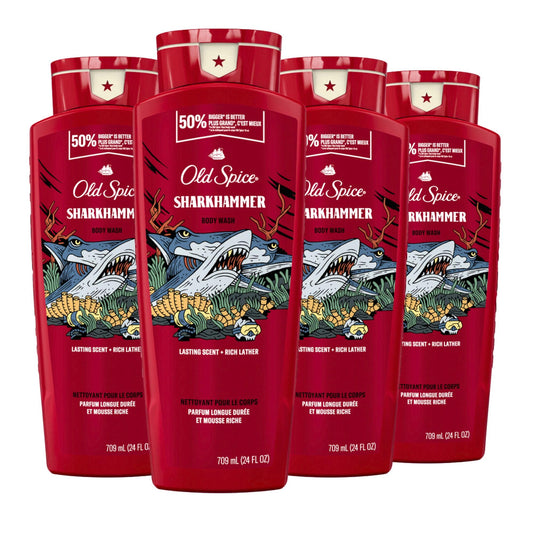 Old Spice Sharkhammer bottle pour for long-lasting freshness.