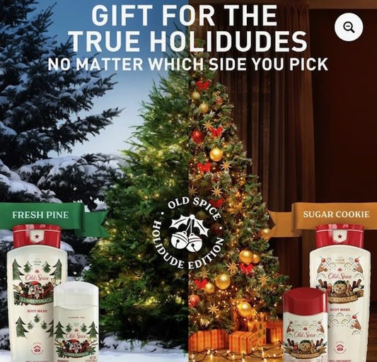 Old Spice Snickerdudel body wash bottle highlighting gourmet sugar-cookie aroma.