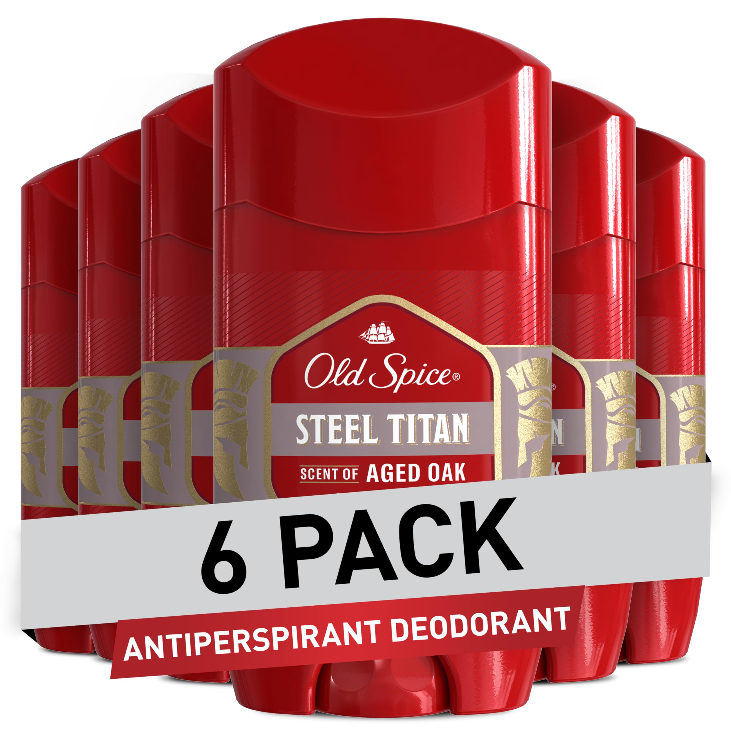 Old Spice Steel Titan Aged Oak pack front signals durable 24/7 protection.