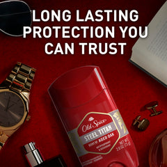 Old Spice Steel Titan aged oak scent swatch conveys masculine lasting fragrance.
