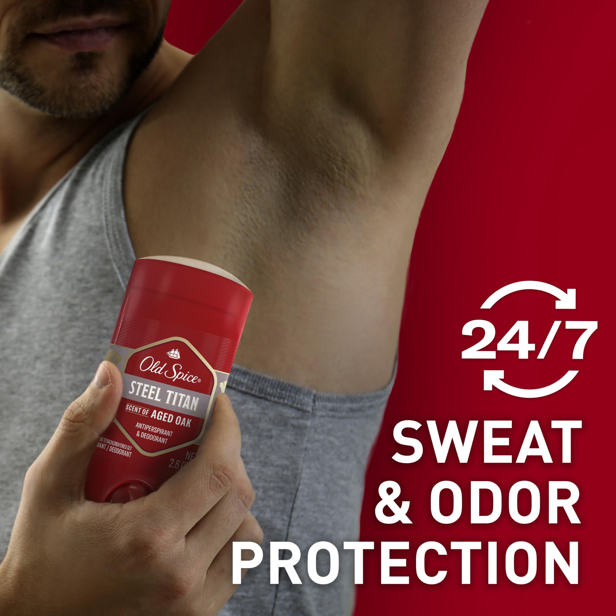 Old Spice Steel Titan Invisible Solid close-up shows smooth application and invisibility.