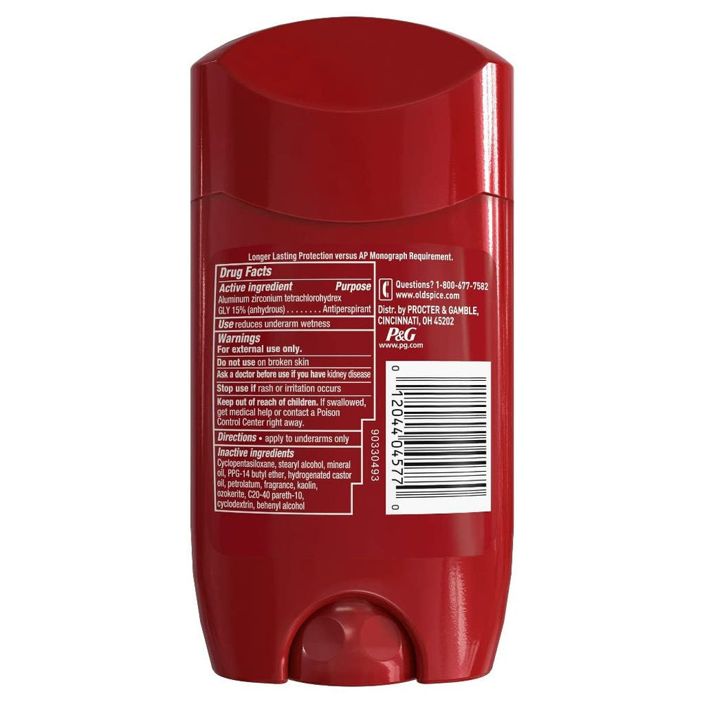 Old Spice Steel Titan side packaging highlights the 2.6 oz size and 3-pack value.