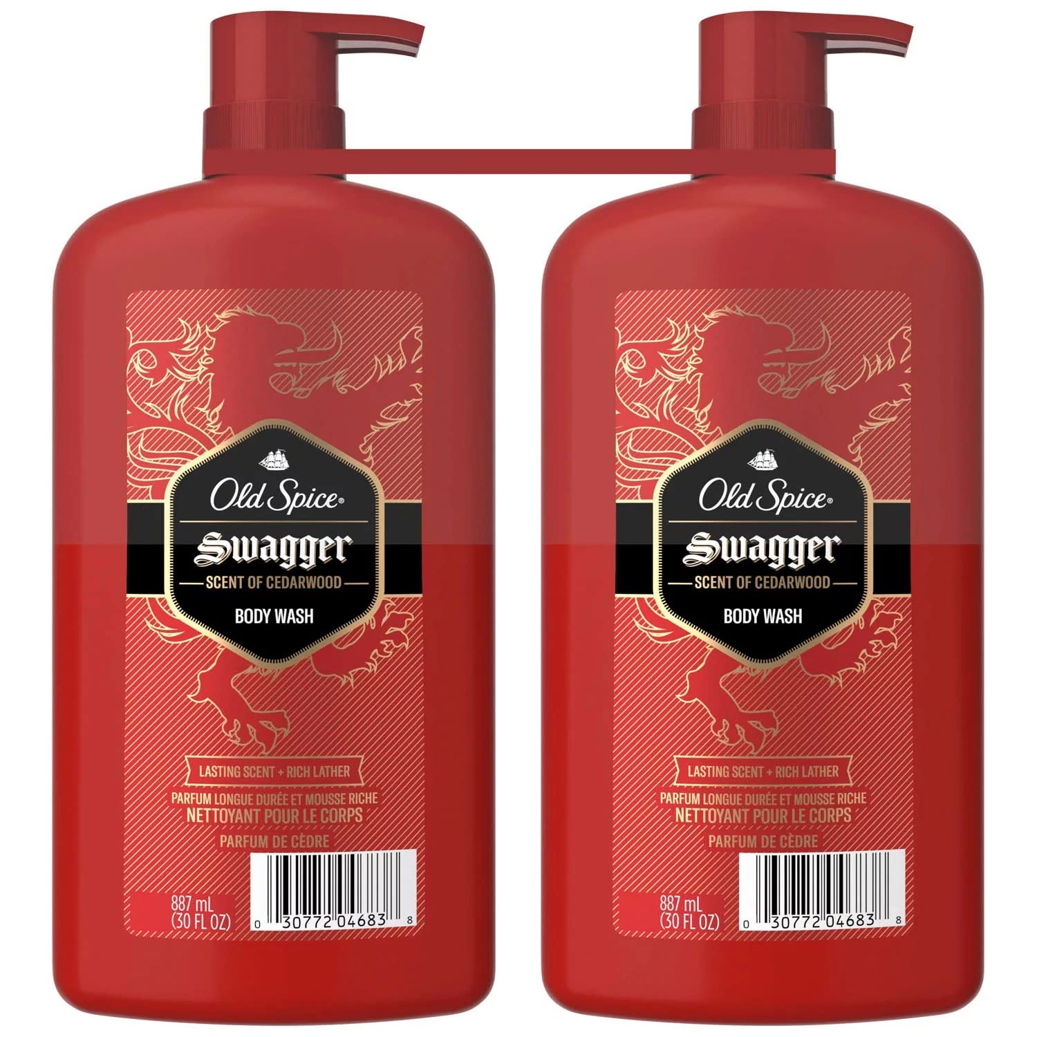 Old Spice Swagger bottle with cedarwood-lime scent delivering daily freshness after showers.