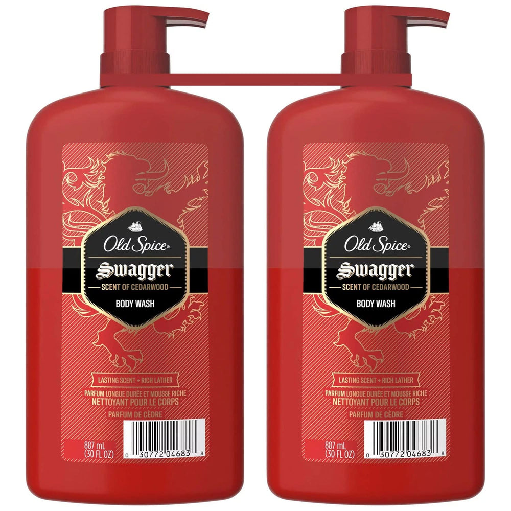 Old Spice Swagger bottle with cedarwood-lime scent delivering daily freshness after showers.