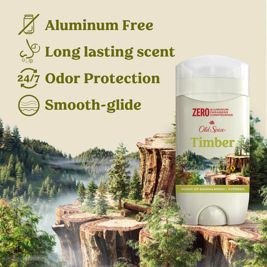 Timber scent combines sandalwood and tonka bean in Old Spice.