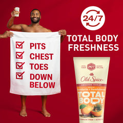 Old Spice Total Body Deodorant used underarms for all-day freshness.