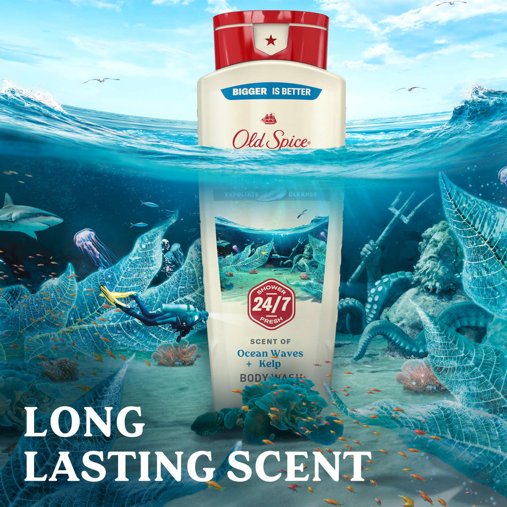 Old Spice Vitamin B3 boost label highlights skin-friendly cleansing.