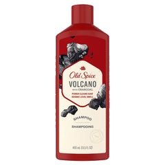 Old Spice Volcano with Charcoal bottle front, bold citrus-amber scent for a refreshed wash