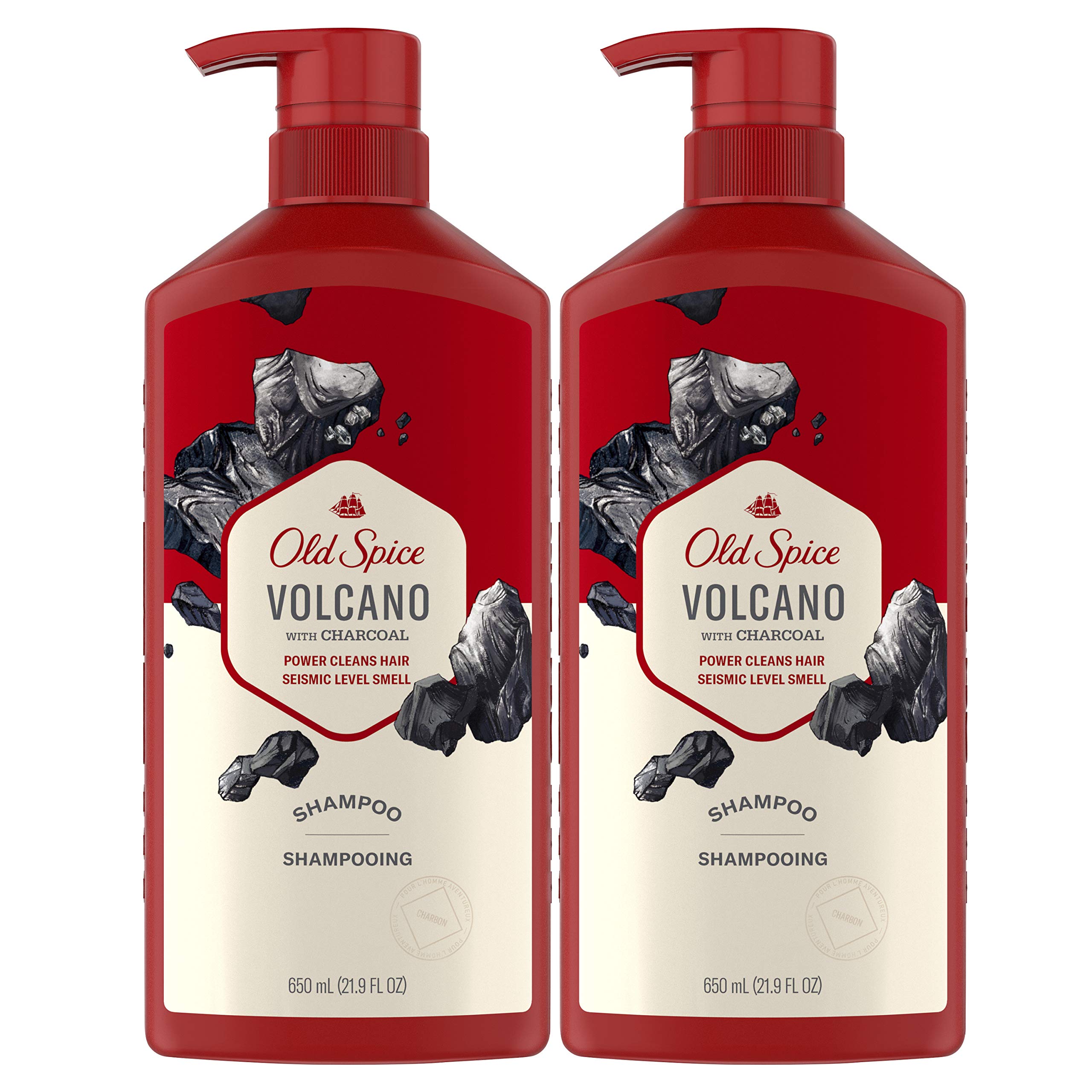 Old Spice Volcano Shampoo lather demonstrates cleansing power for refreshed hair.