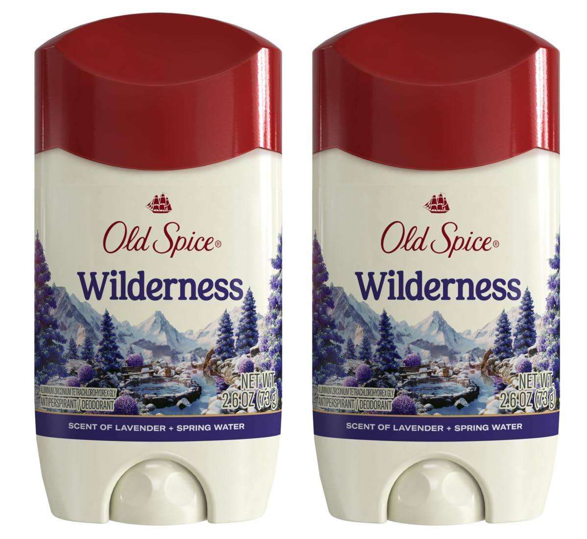 Old Spice Wilderness anti-perspirant bottle shows lavender scent for all-day freshness