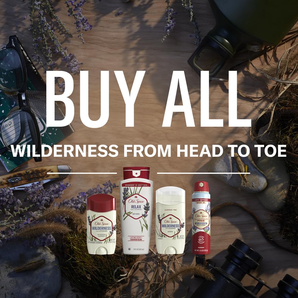 Old Spice Wilderness dry spray application shows quick underarm refresh