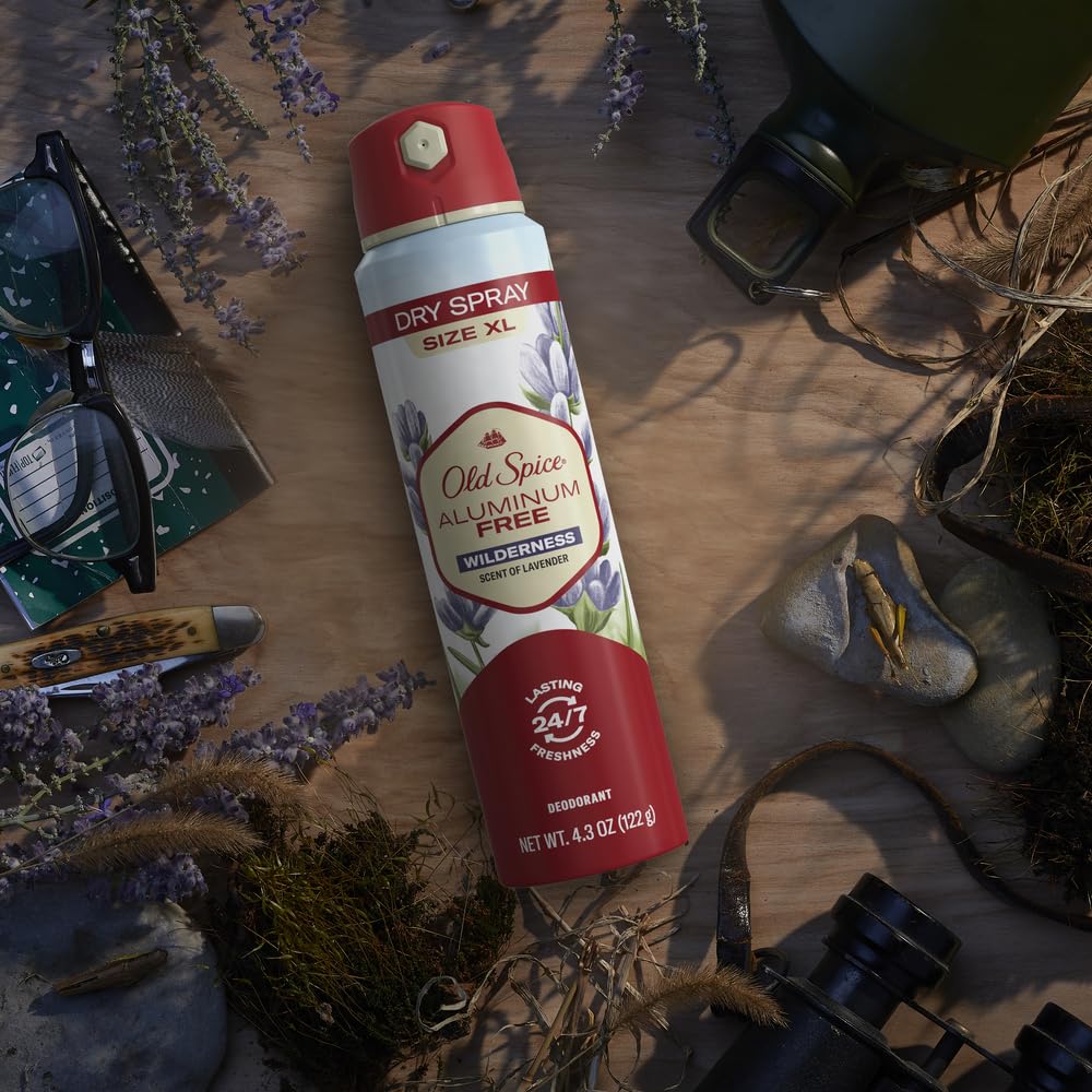 Old Spice Wilderness dry spray cap closeup highlights easy application