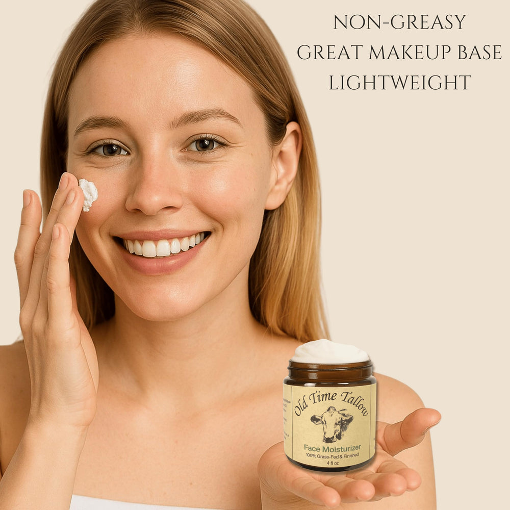 Organic jojoba oil pour from Old Time Tallow bottle for gentle hydration