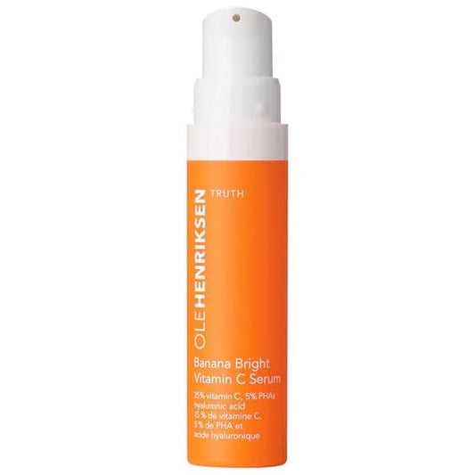 Ole Henriksen Banana Bright Vitamin C Serum swatch on skin showing glow and hydration.