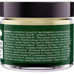 Oleavine TheraTree Balm jar close-up showing a smooth, non-greasy texture.