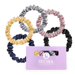 OLESILK silk hair ties front view pack for easy styling and color variety.