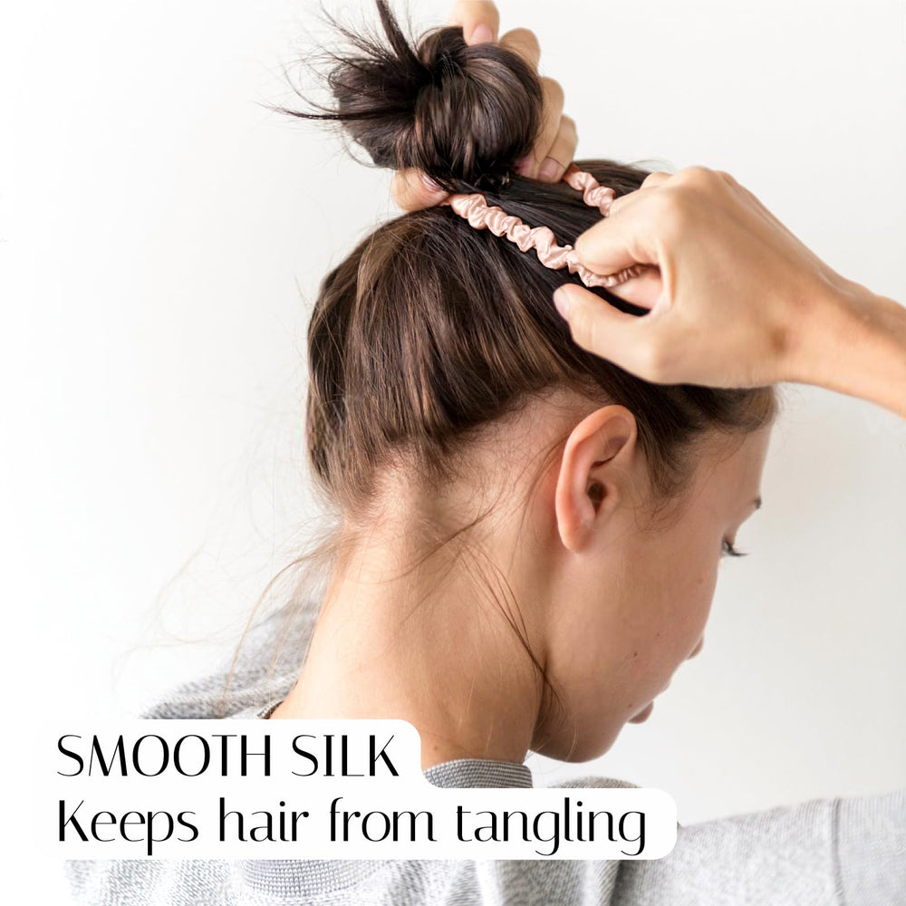 OLESILK skinny silk hair ties multicolor pack protects hair from creases.