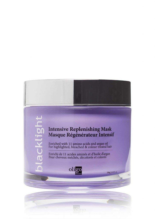 Oligo Professionnel Blacklight Intensive Replenishing Mask pack shot highlighting premium conditioning