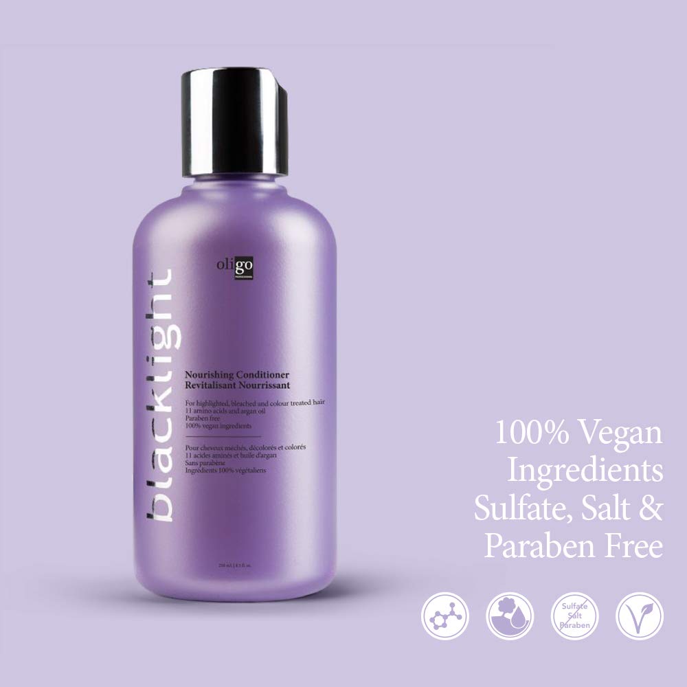 Oligo Blacklight Nourishing Conditioner application on hair for detangling and manageability