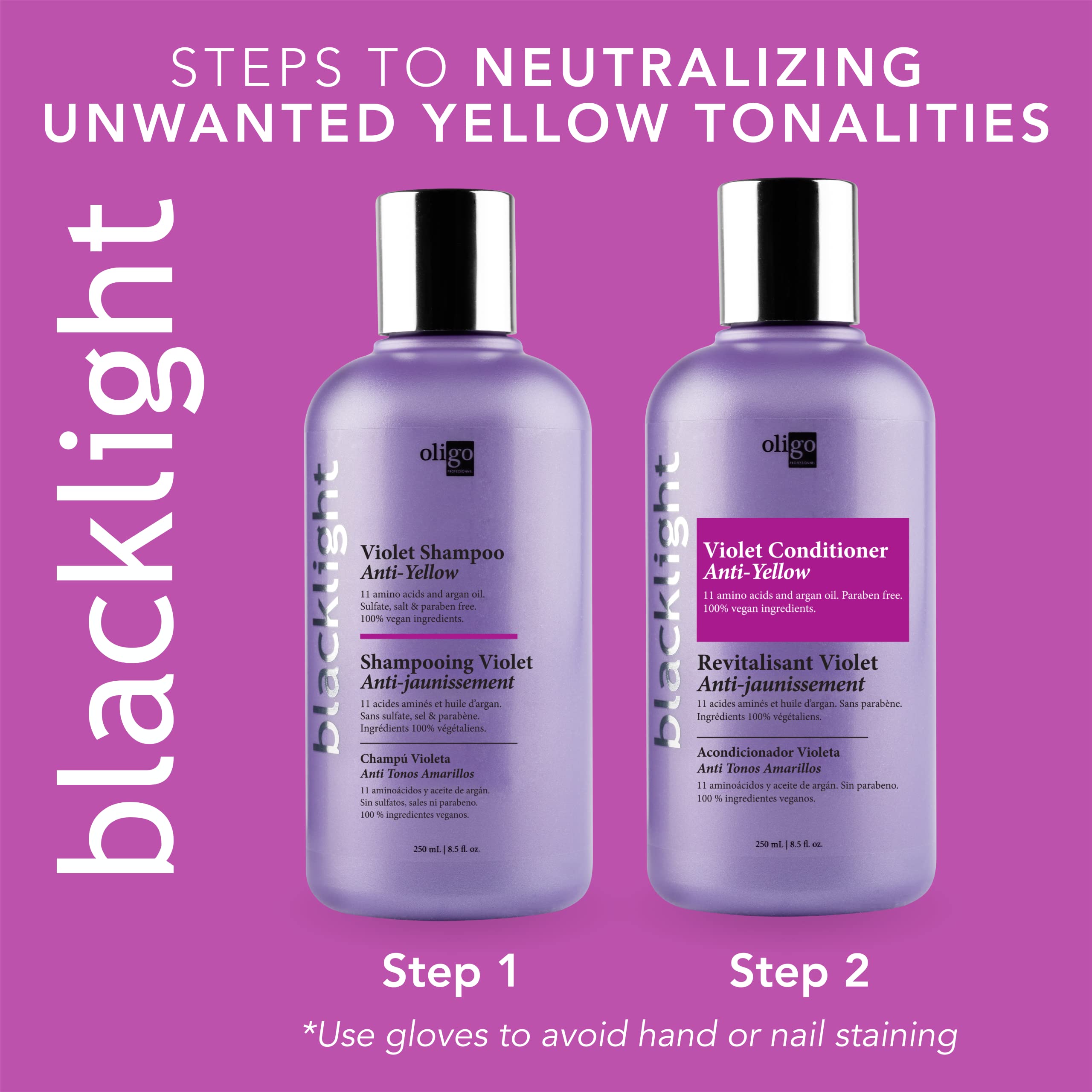 Oligo Blacklight Violet Conditioner close-up on key ingredients