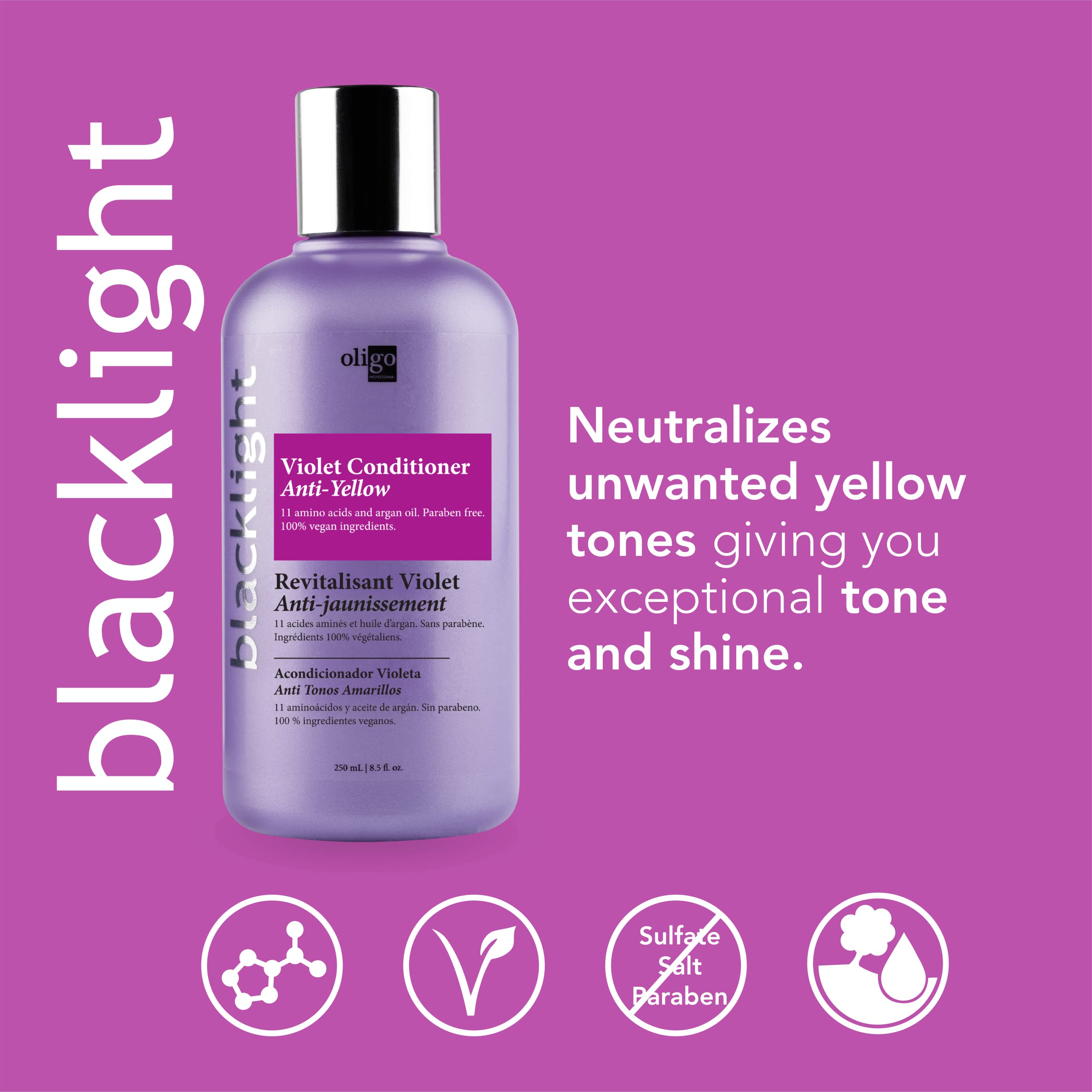 Oligo Blacklight Violet Conditioner pump for easy dispense and use