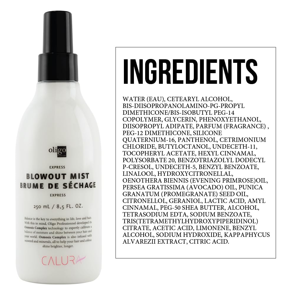 Oligo Calura Express Blowout Mist during styling provides UV protection while you style