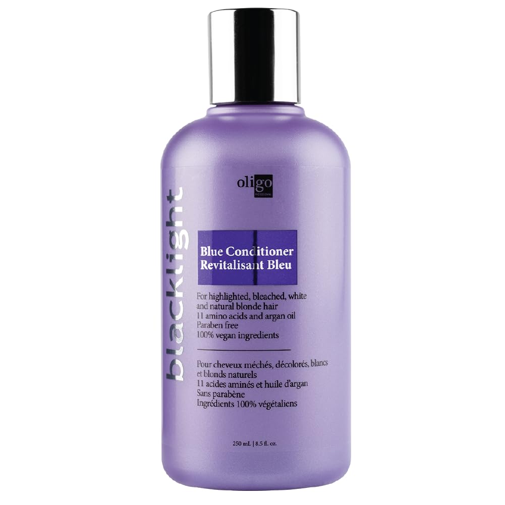 Oligo Professionnel Blacklight Blue Conditioner bottle nourishes color-treated blondes.