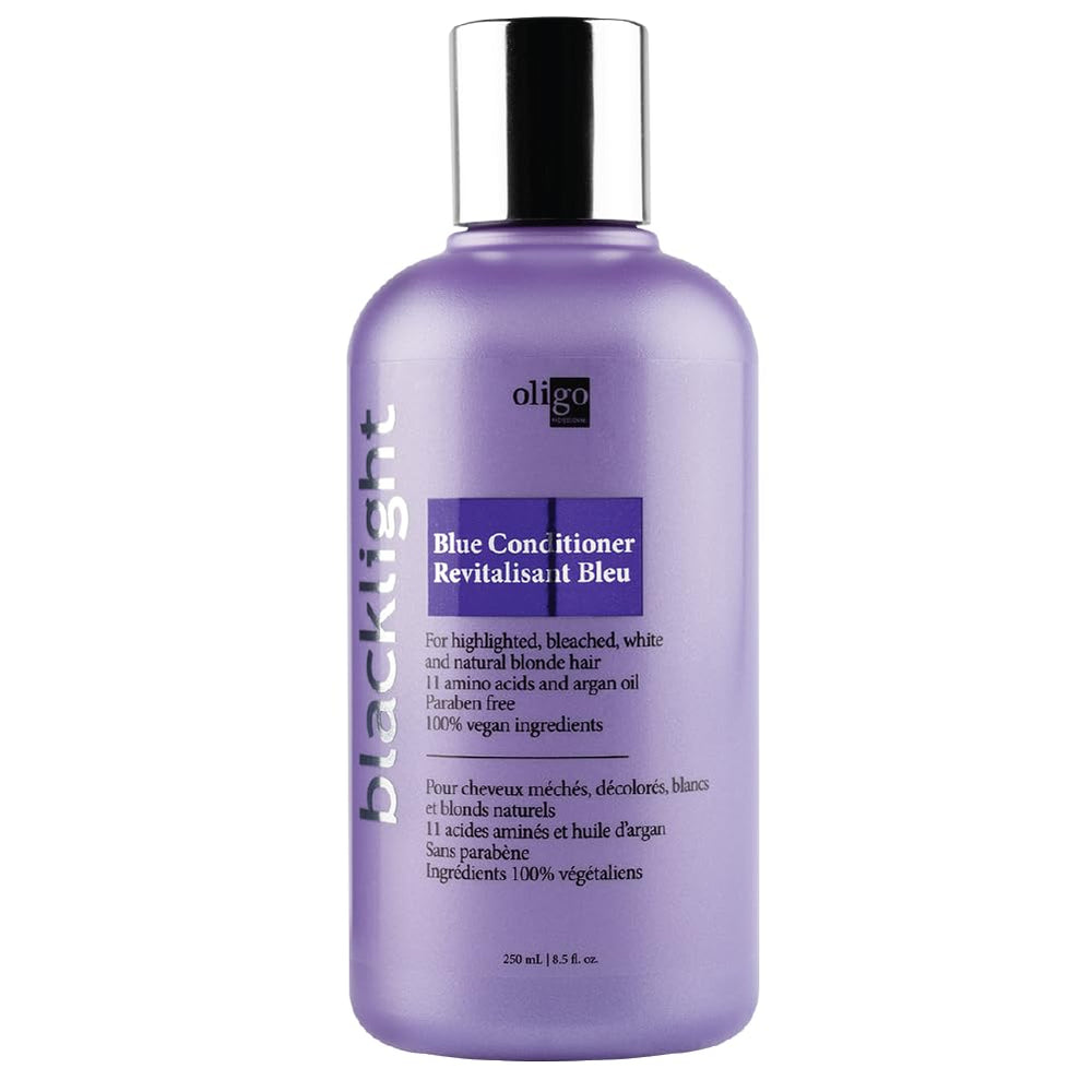 Oligo Professionnel Blacklight Blue Conditioner bottle nourishes color-treated blondes.
