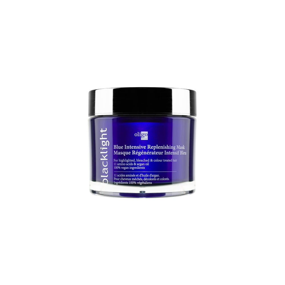 Oligo Professionnel Blacklight Blue Intensive Replenishing Mask bottle for deep hydration and color protection