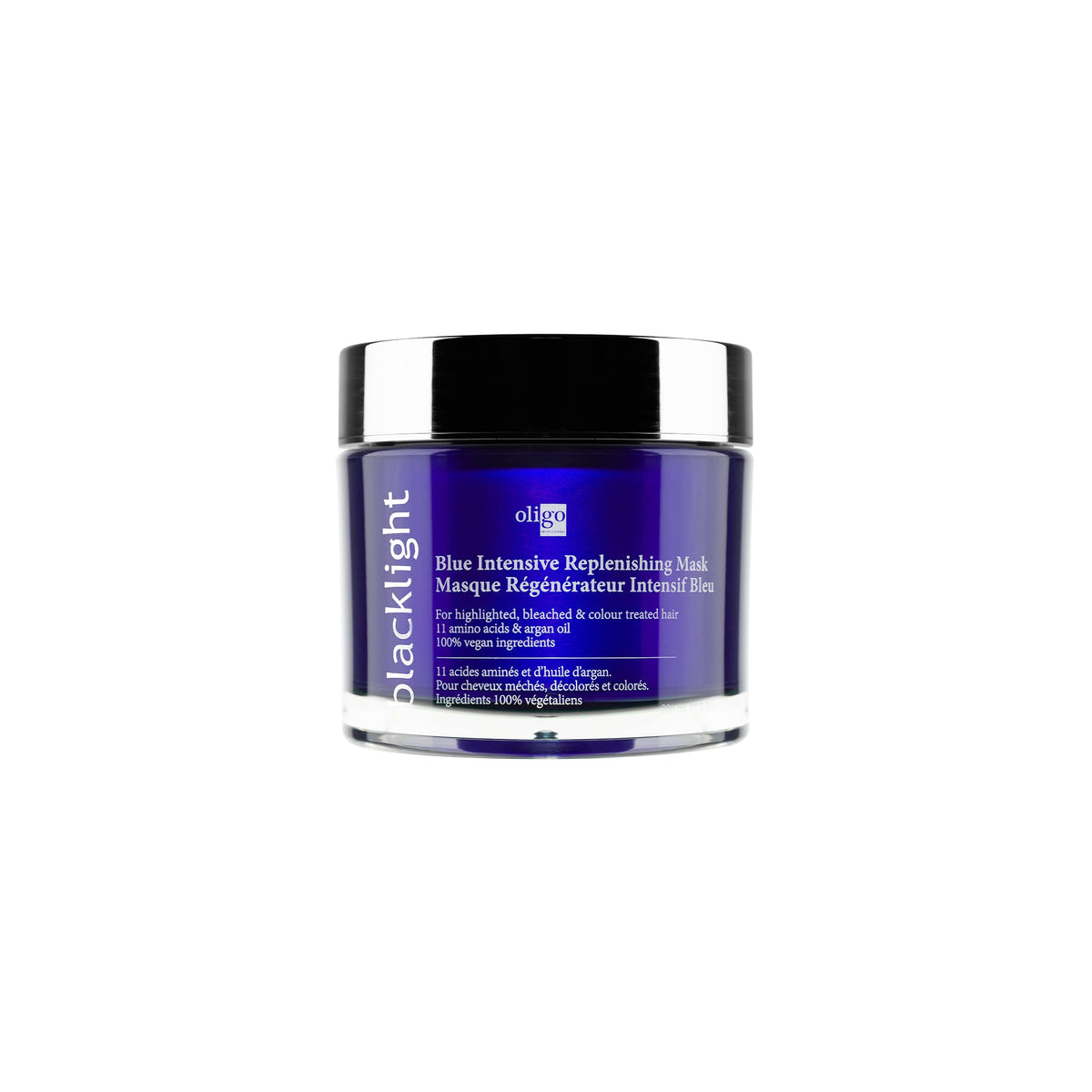 Oligo Professionnel Blacklight Blue Intensive Replenishing Mask bottle for deep hydration and color protection