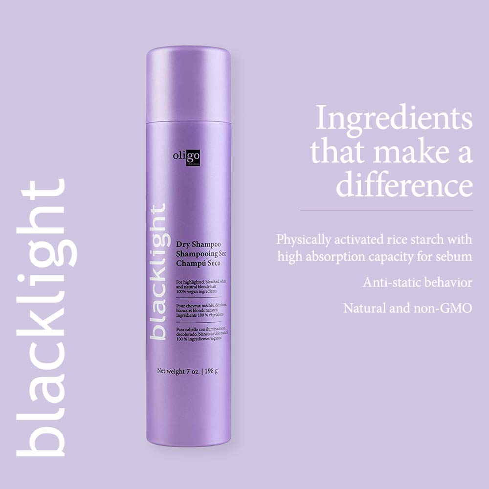 Oligo Professionnel Blacklight Dry Shampoo fragrance close-up conveys a light, refreshing scent.