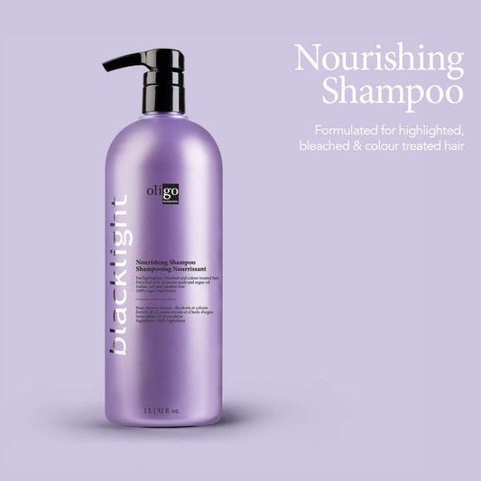Oligo Professionnel Blacklight bottle back label detailing sulfate-free formula.