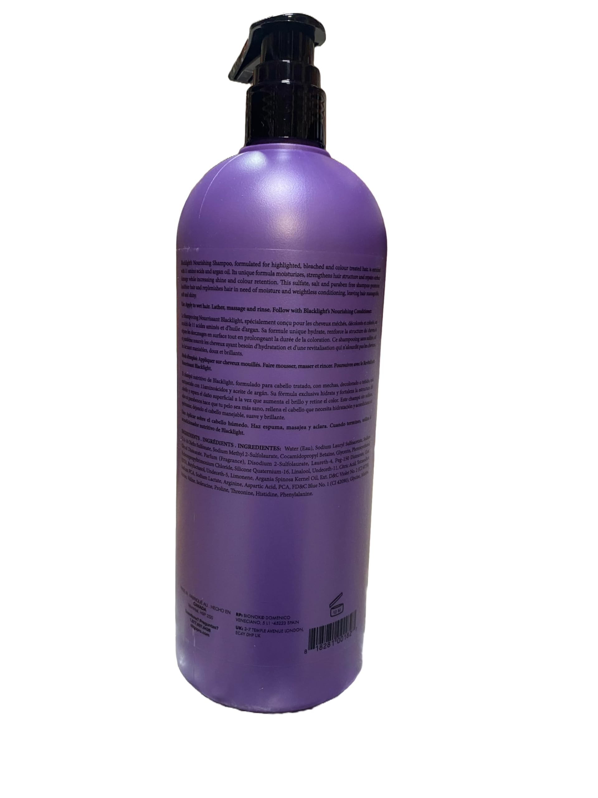 Oligo Professionnel Blacklight shampoo color-treated hair visuals suggest boost shine.