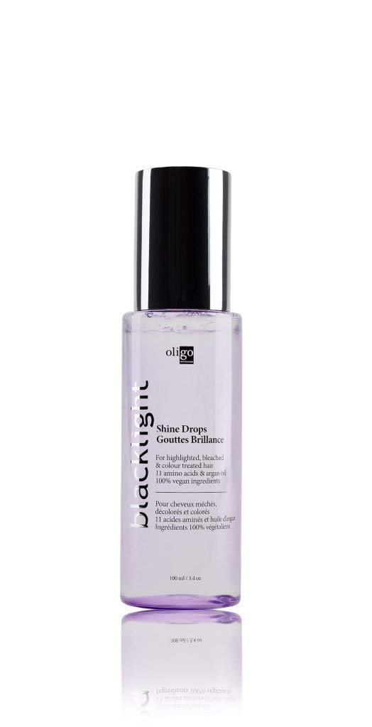 Oligo Professionnel Blacklight Shine Drops bottle front showing sleek packaging for color-treated hair.